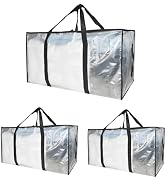 3 Pack Heavy Duty Moving Bags and Storage Bags - Clear Storage Bins with Lids, Moving Boxes with ...