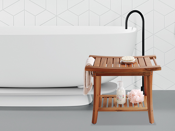 teak shower bench