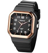JewelryWe Square Quartz Analog Watch: Men Women Black/White/Pink Silicone Strap Unisex Sport Cale...