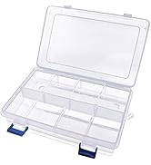Xiaoyztan Clear Plastic Organizer, 8 Grids with Adjustable Dividers, Jewelry Box Bead Storage Con...