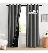 NICETOWN 100% Blackout Curtains 84 inch Long for Bedroom, Total Blackout Thermal Insulated Gromme...