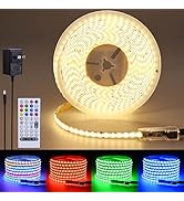 FOSUO RGBW Smart IC Warm White 3000K 24V COB LED Strip 16.4ft WS2811 Addressable Color Changing M...