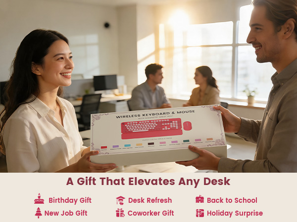 Sablute wireless keyboard and mouse combo presented as a thoughtful desk gift.