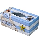 Alipis Rectangular Wooden Tissue Box Cover Mediterranean Nautical Decorative Tissue Holder for Ba...