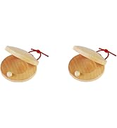 aoukoslt 2Pcs Wooden Castanet, Percussion Instrument - Hand Finger Castanets, Wood Castanets Clas...