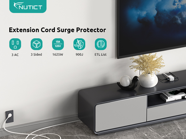 Left angled flat extension cord