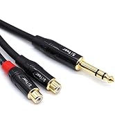 SiYear Dual RCA to 1/4" Cable,6.35mm (1/4 inch) Male Stereo to 2RCA Female Y Splitter Adapter Cab...