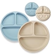 PandaEar 2 Pack Toddler Plates Silicone Suction Plates for Baby Kids| Divided Unbreakable Baby Fe...