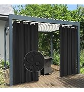 Easy-Going 100% Waterproof Outdoor Curtains Windproof Weatherproof Porch Curtains, Premium Thick ...