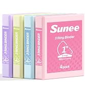 SUNEE 3 Ring Binder 1 Inch D Ring, Clear View Binder Three Ring PVC-Free (Fit 8.5x11 Inches) for ...
