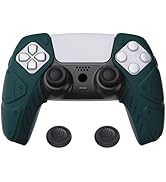PlayVital Mecha Edition Racing Green Ergonomic Soft Controller Silicone Case Grips for ps5, Rubbe...
