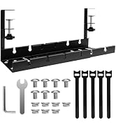 Irosiy Under Desk Cable Management Tray, Expandable 25.2inch-38.6inch No Drill Clamp-On Wire Orga...