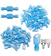 Tnisesm Male/Female Quick Disconnects Spade Wire Crimp Terminal Connectors, (Blue 16-14AWG) Fully...