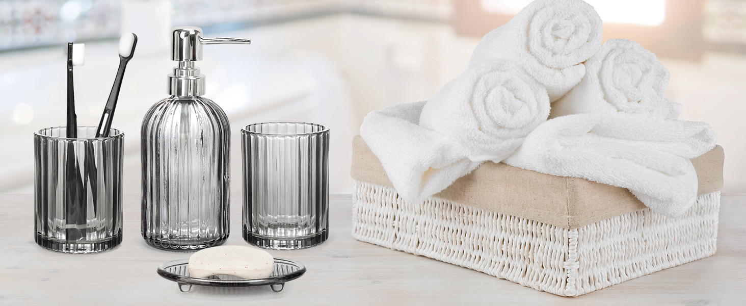 4PCS Decent Glass Bathroom Accessories Set