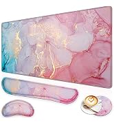 Canjoy Gaming Mouse Pad Set, 4-in-1 XXL Large Mouse Pad + Keyboard Wrist Rest Support+ Coaster, (...
