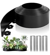 Joyhalo 4 in Tall 33ft Garden Edging Border Kit with 30pcs Metal Spikes, No-Dig Flexible Plastic ...