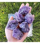 LAIDANLA Amethyst Natural Rough Stones Crystal Large Raw Crystals Bulk 1.5-2inch Healing Gemstone...