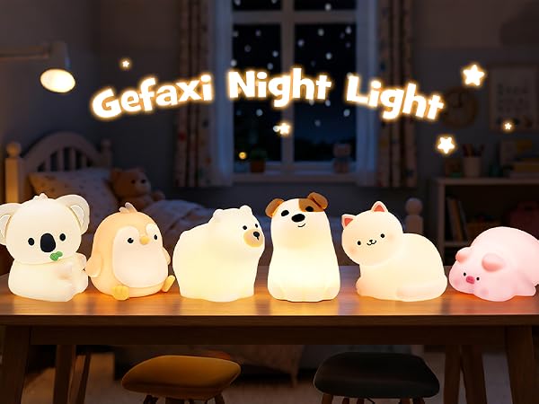 Gefaxi squishy cat night light kitty lamp with rgb modes 3 brightness timer