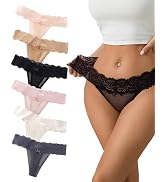 Leporem 6 Pack Women’s Lace G-String Thongs - Lace Thong with Breathable Soft Fabric Stretch Sexy...