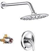 SunCleanse Polished Chrome Shower System, 9-Inch Rainfall ShowerHead, High Pressure Shower Head w...