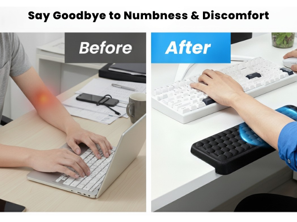 L-Shaped Memory Foam Desk Edge Cushion (2-Pack), Ergonomic Elbow & Wrist Rest for Desk