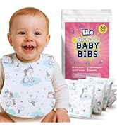 Eli with Love Disposable Bibs Individually Wrapped, Long Sleeve Bib with Crumb Catcher - Waterpro...