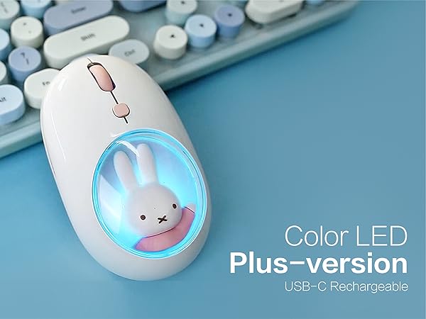 Miffy wireless Dual Mode Mouse Bluetooth Rechargable LED Plus-Version