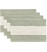 Wracra Linen Placemats, 12 x 18 Inch Set of 4 Placemats, Farmhouse Macrame Place Mats for Kitchen...