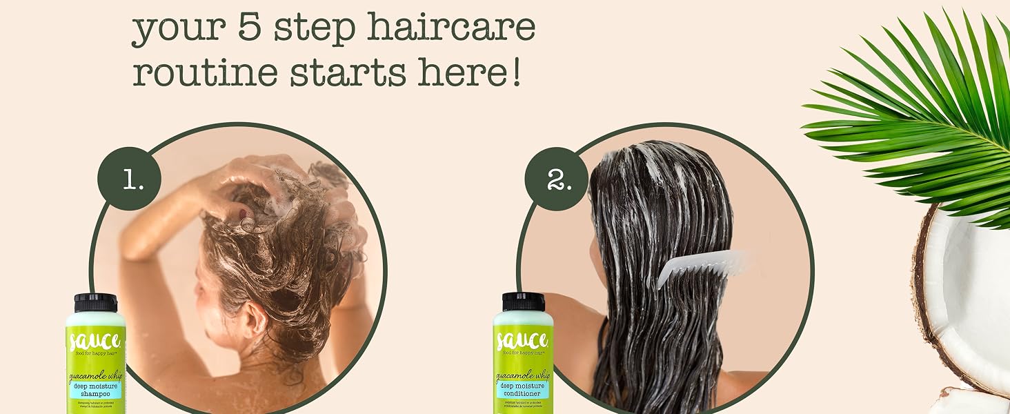 Sauce Beauty Guacamole Collection 5 step haircare routine