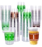 Gatherfun 100 Pcs 16oz Football Plastic Cups - Football Parties and Tailgate Events, Disposable &...