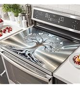 HOMETITUTE Silver Tree Stove Top Covers Pad Kitchen Decorations Dish Drying Mat 28 x 20 inches Tr...