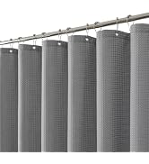 THAIGEE 256GSM Heavy Duty Waffle Weave Shower Curtain, Gray 72"x72" | with Weighted Hem & Rustpro...