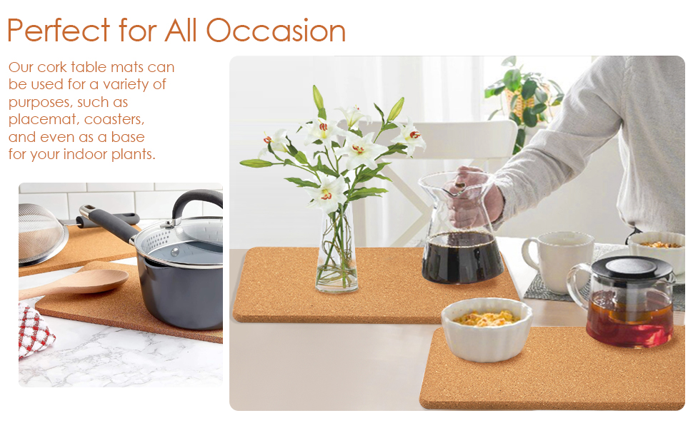 Rectangle Cork Trivets for Hot Dishes