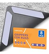 ZONGOOL 8 PCS Rug Tape, Reusable Washable Grippers for Rugs, Double Sided Non-Slip Rug Pads for H...