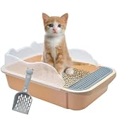 MUYG Open Cat Litter Box with High Side,Anti-Splashing Cats Litters Pan,Kitten Toilet with Litter...