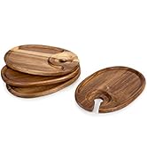 PICNIC TIME TOSCANA -Wine Appetizer Plates, Cocktail Plate with Glass Holder, Cheese Board with W...