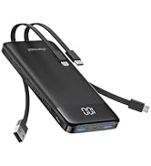 charmast 10000mAh Portable Charger with Built in Cables, 22.5W Travel Essential Power Bank Fast C...