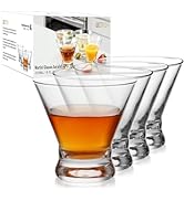 WOTOR Stemless Martini Glasses Set of 4, 8oz Cocktail Glass Set, Fancy Modern Martini Cups for Ba...