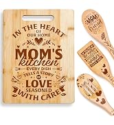 Riveira Wooden Spoons For Cooking & Cutting Board – Great Mother's Day Gift Ideas with its Unique...