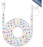 Aolcev USB C Cable 66W 2 in 1 Multi USB to USB C Fast Charging Cable 6.6FT/2M Long Cute Beaded Ph...