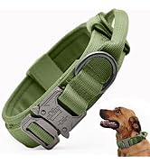 Tactical Dog Collar, Adjustable Military Training Nylon Dog Collar with Control Handle and Heavy ...