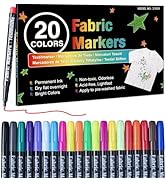 DAPAWIN Fabric Markers Permanent for Clothes, 20 Colors Fabric Pens Permanent No Bleed, Fine Tip ...