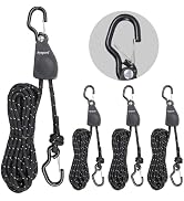 Ayaport Adjustable Rope Hanger Kayak Rope tie Downs Ratchet with Safety Lock S Hook Pulley Rope H...