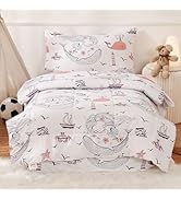 JSD Mermaid Toddler Bedding Set, 4 Piece Ocean Theme Bed-in-a-Bag Toddler Comforter Sheet Set, Ma...