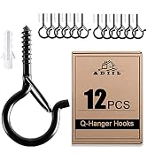 ADIIL 12 PCS Q Hanger Hooks with Safety Buckle, Windproof Screw Hooks for Hanging Outdoor String ...