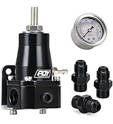 PQY Fuel Pressure Regulator with Gauge AN6 Feed & AN6 Return Line Black