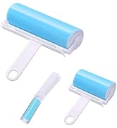 MUEDRT Lint Roller 3 Pack, Washable Lint Roller Reusable Pet Hair Remover Cleaner with Cover for ...
