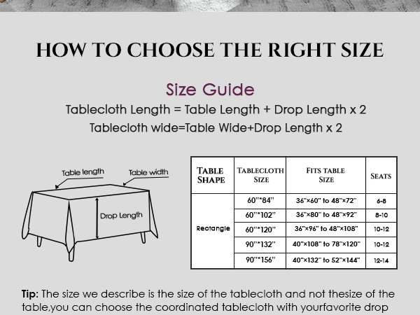 Rectangle Tablecloth Polyester Table Cloth,Stain Resistant and Wrinkle Polyester Dining Table Cover