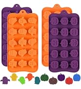 HUAKENER 4 Pack Halloween Candy Molds, Silicone Pumpkin Mold, Ghost Chocolate Mold, Halloween Sil...