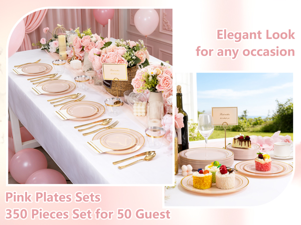pink and gold plates